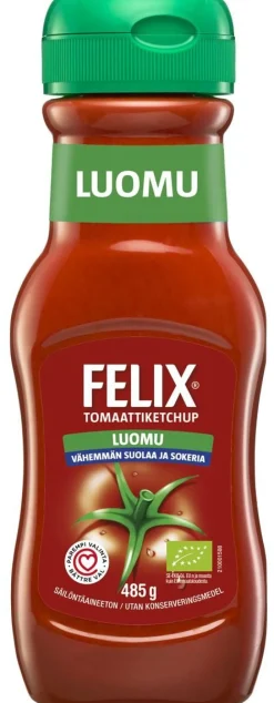 FELIX KETCHUP VÄHEMMÄN SUOLAA JA SOKERIA LUOMU 485 G