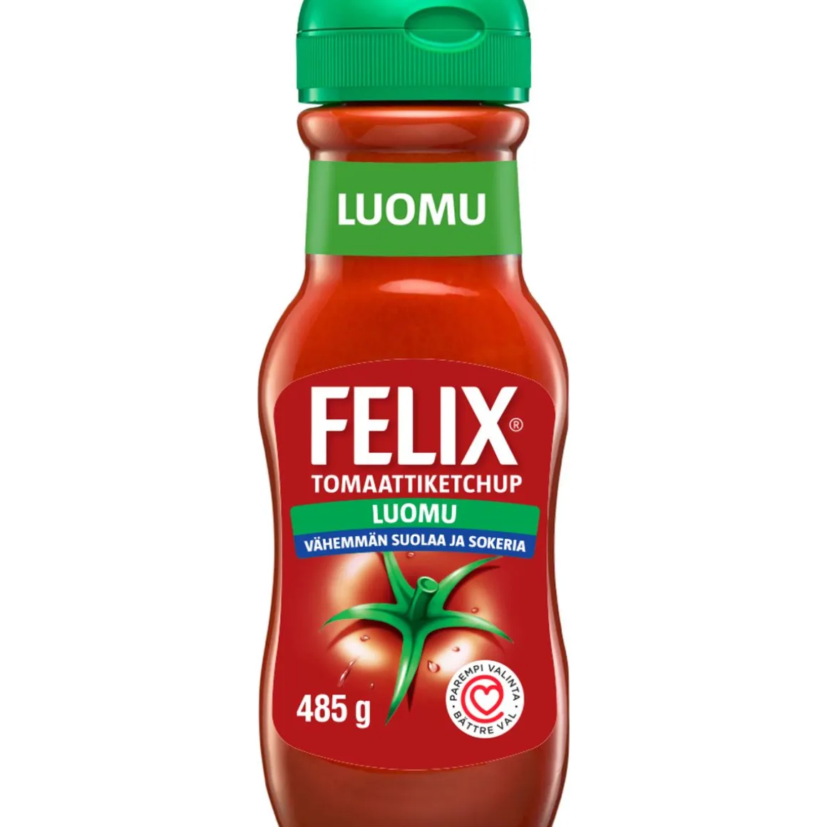 FELIX KETCHUP VÄHEMMÄN SUOLAA JA SOKERIA LUOMU 485 G