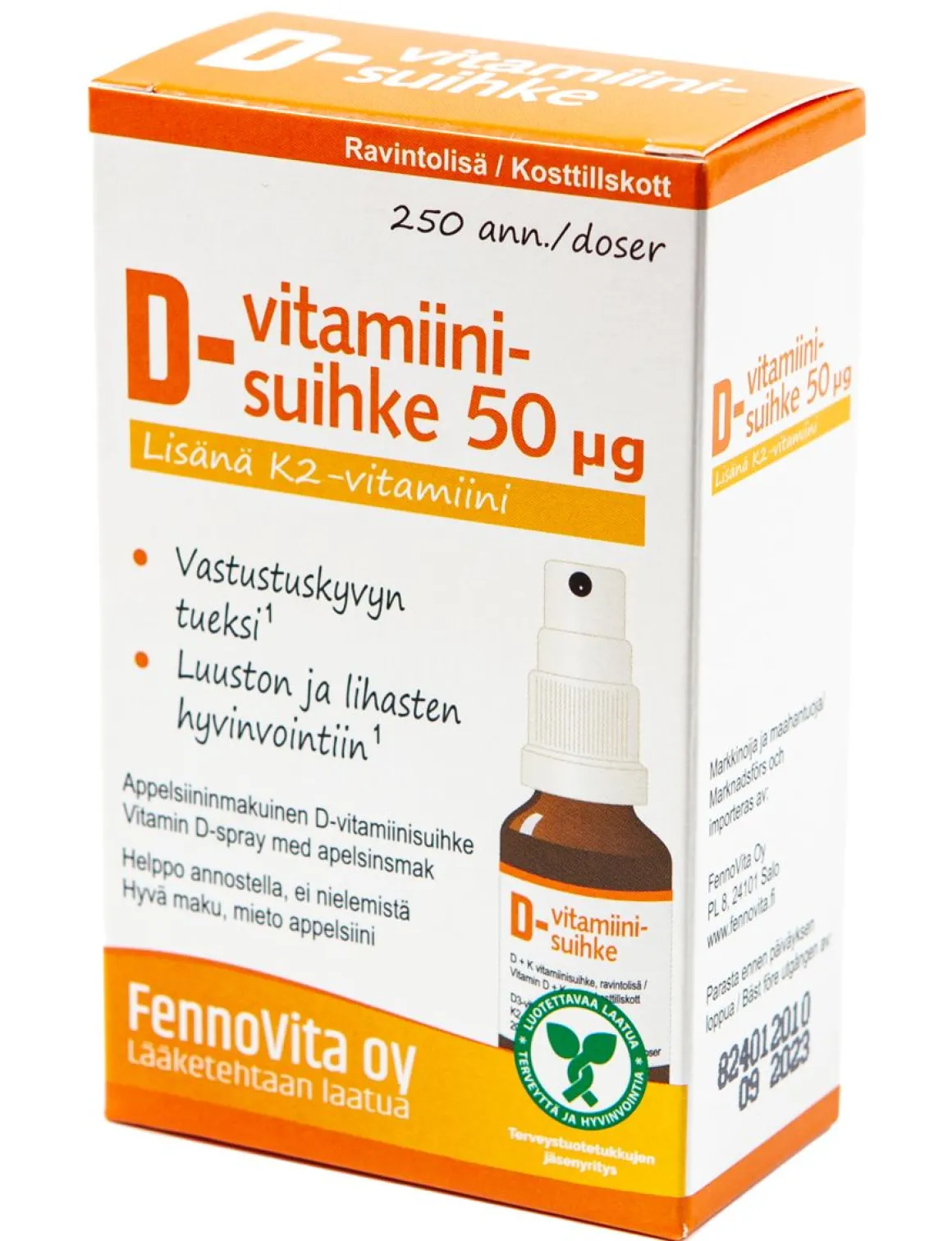 FENNOVITA D + K2 VITAMIINISUIHKE 25 ML