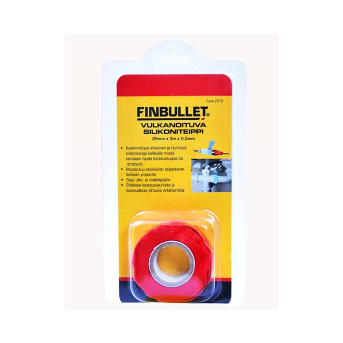 FINBULLET SILIKONITEIPPI 3M*25MM 0,5MM