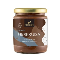 FOODIN HERKKUISA SOKERITON HASSELPÄHKINÄ-RAAKASUKLAALEVITE 230