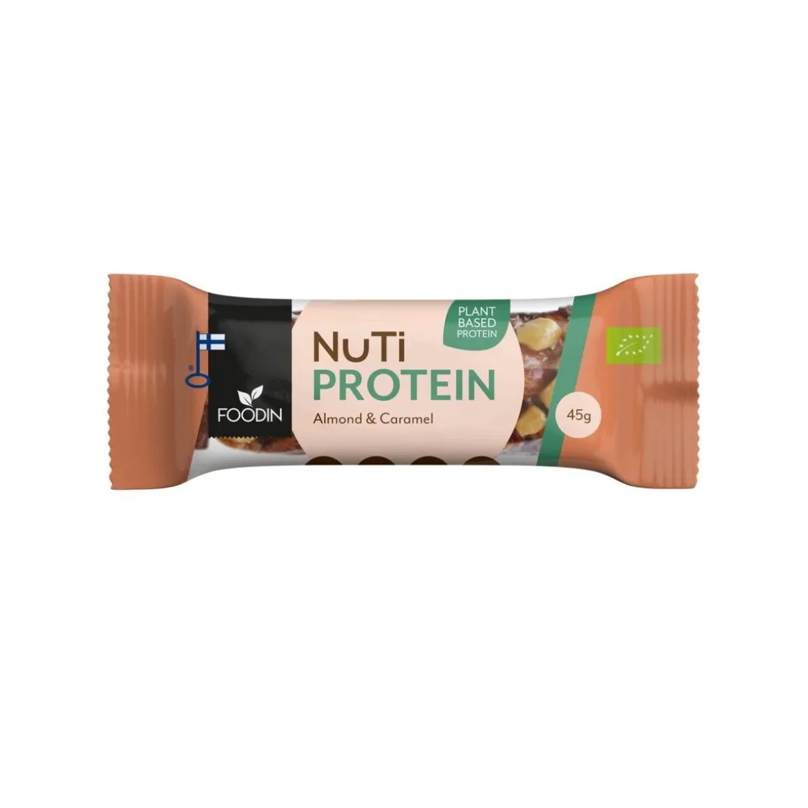 FOODIN NUTI PROTEIN, ALMOND & CARAMEL, LUOMU 45 G