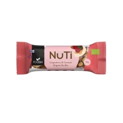 FOODIN NUTI VÄLIPALAPATUKKA LINGONBERRY & CARAMEL, LUOMU 35 G