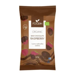FOODIN RAAKASUKLAAKUORRUTETTU KOTIMAINEN VADELMA 50 G