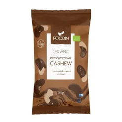 FOODIN RAAKASUKLAAKUORRUTETTU CASHEW, LUOMU, RAAKA 60G 60 G