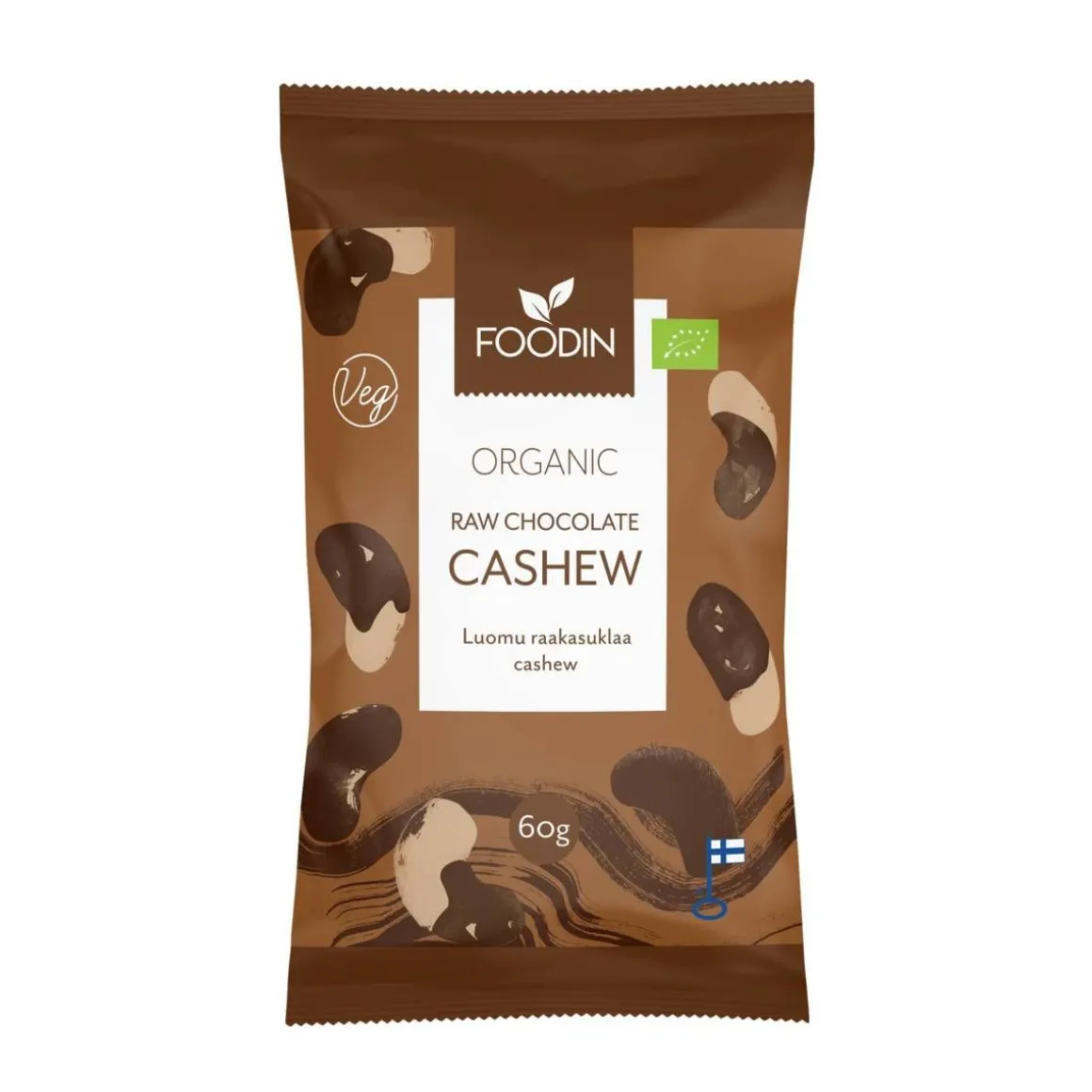FOODIN RAAKASUKLAAKUORRUTETTU CASHEW, LUOMU, RAAKA 60G 60 G