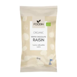 FOODIN VALKOSUKLAAKUORRUTETTU RUSINA LUOMU 80 G