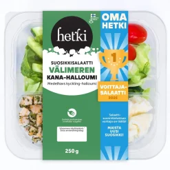 FRESH HETKI SUOSIKKISALAATTI VÄLIMEREN KANA-HALLOUMI 250 G