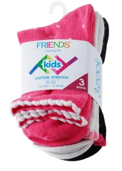 FRIENDS TYTTÖJEN SUKAT 3-PACK 28-30 PILKULLINEN LILA/HARMAA/MUS