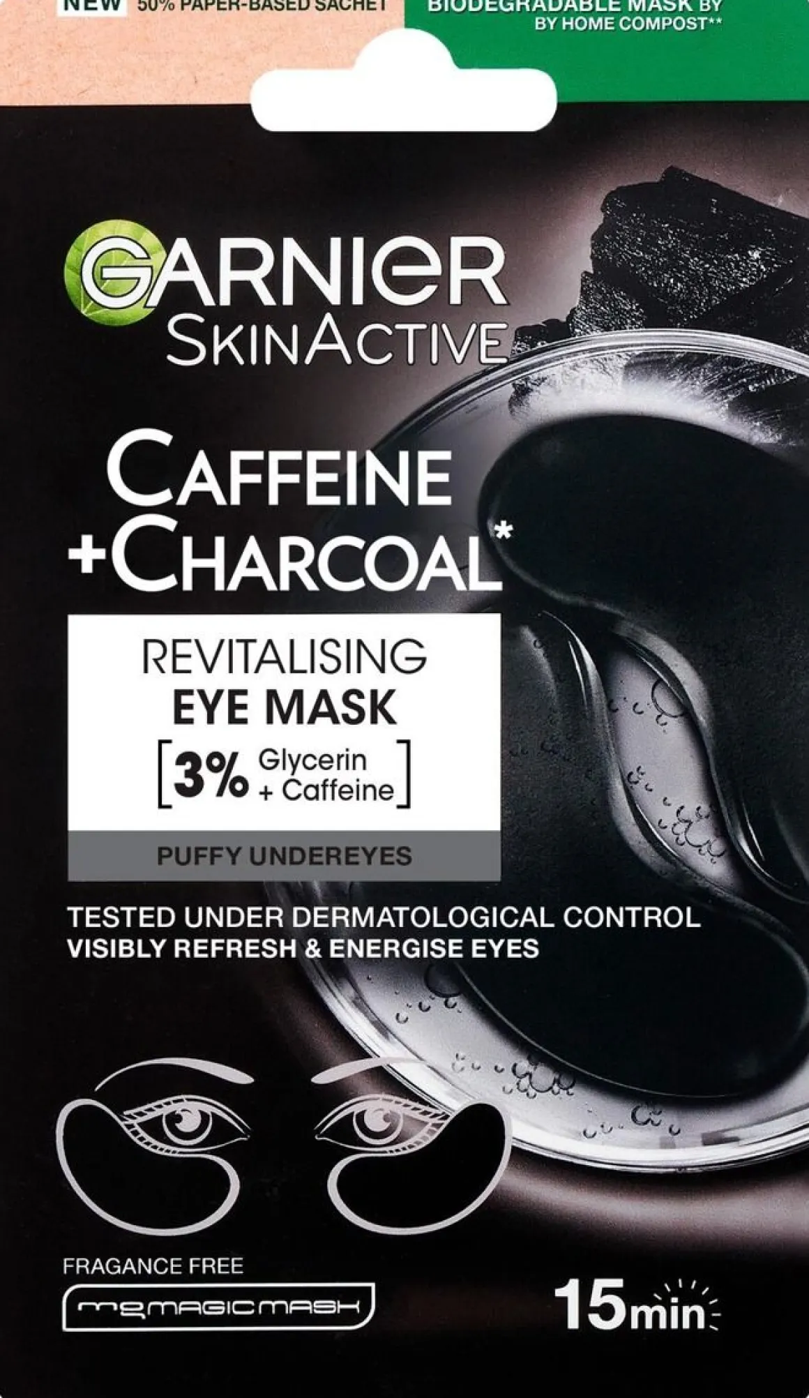 GARNIER SKINACTIVE CAFFEINE+CHARCOAL DEPUFFING SILMÄNA