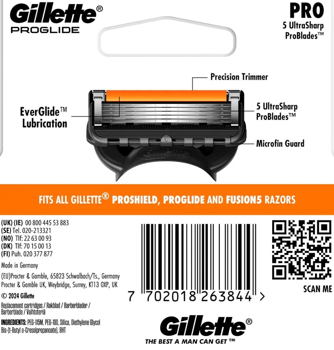 GILLETTE PROGLIDE MANUAL TERÄPAKKAUS/4 4 KPL
