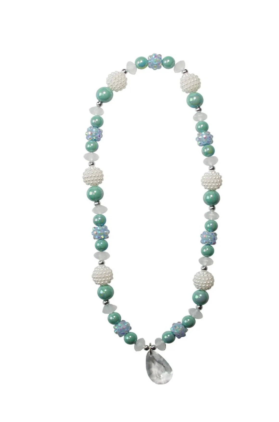 GP FROZEN CRYSTAL NECKLACE, TEAL/WHITE