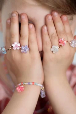 GREAT PRETENDERS BOUTIQUE SHIMMER FLOWER RINGS, 5 PCS