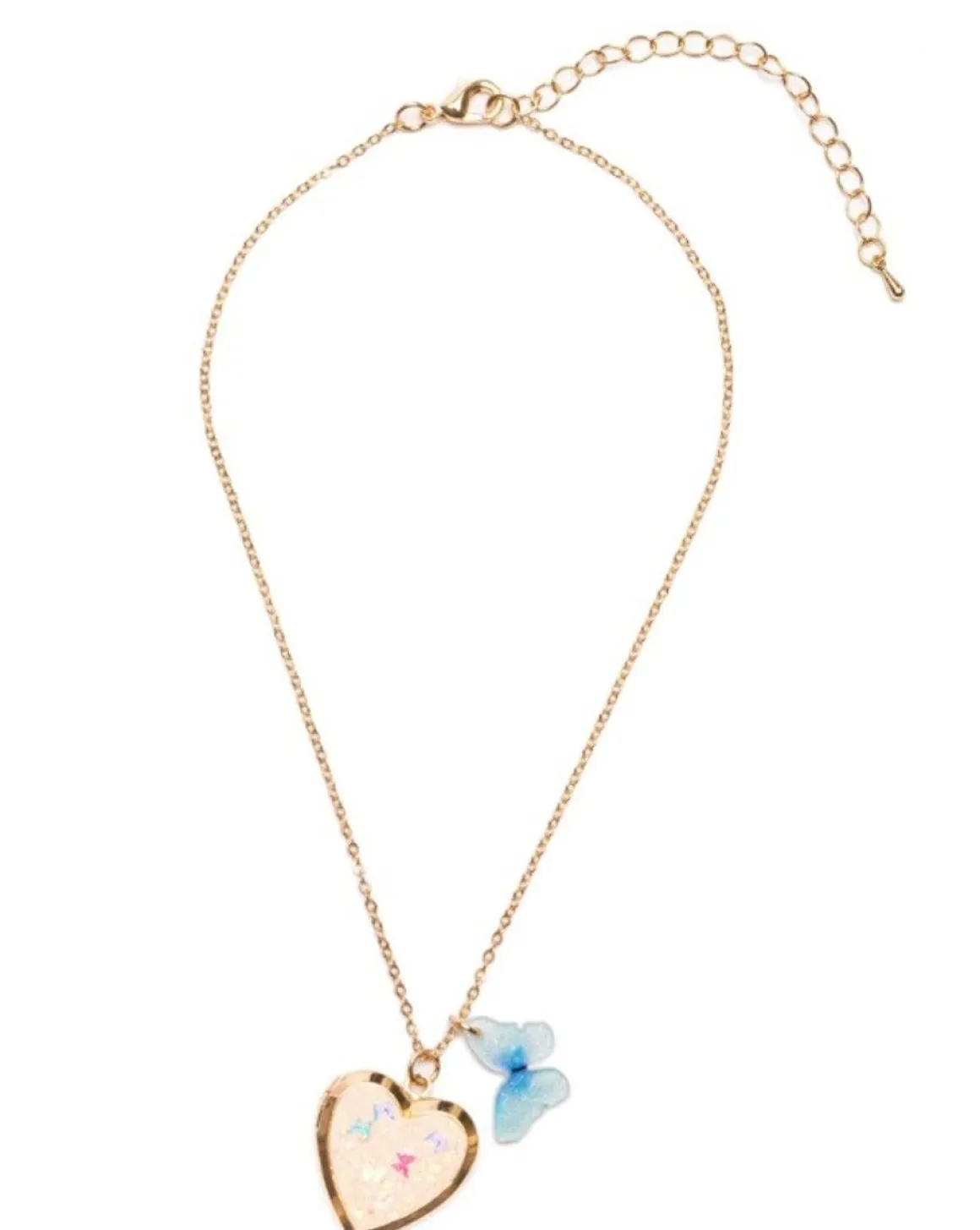 GREAT PRETENDERS BUTTERFLY HEART LOCKET NECKLACE