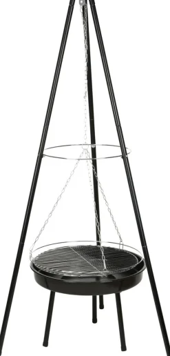 GRILLIJALUSTA KETJULLA JA RITILÄLLÄ 151CM MUSTA