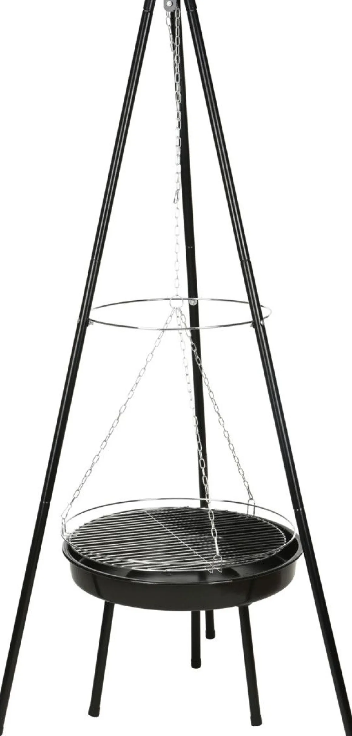GRILLIJALUSTA KETJULLA JA RITILÄLLÄ 151CM MUSTA