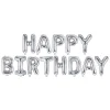 HAPPY BIRTHDAY KIRJAIMET FOLIOPALLOSETTI HOPEANVÄRINEN