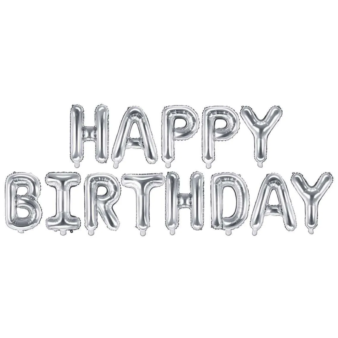 HAPPY BIRTHDAY KIRJAIMET FOLIOPALLOSETTI HOPEANVÄRINEN
