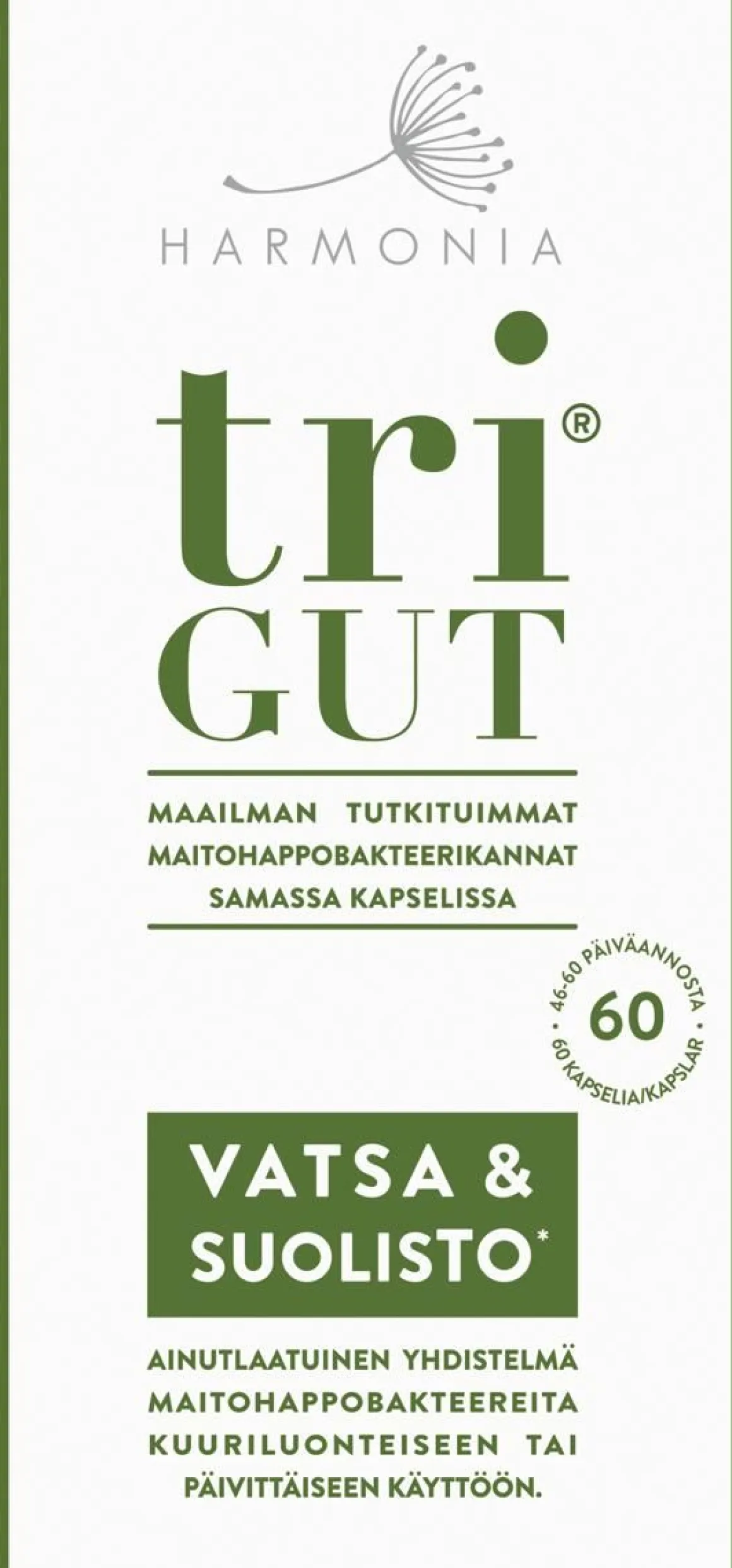 HARMONIA TRIGUT MAITOHAPPO- BAKTEERIVALMISTE KAPSELI 60KPL