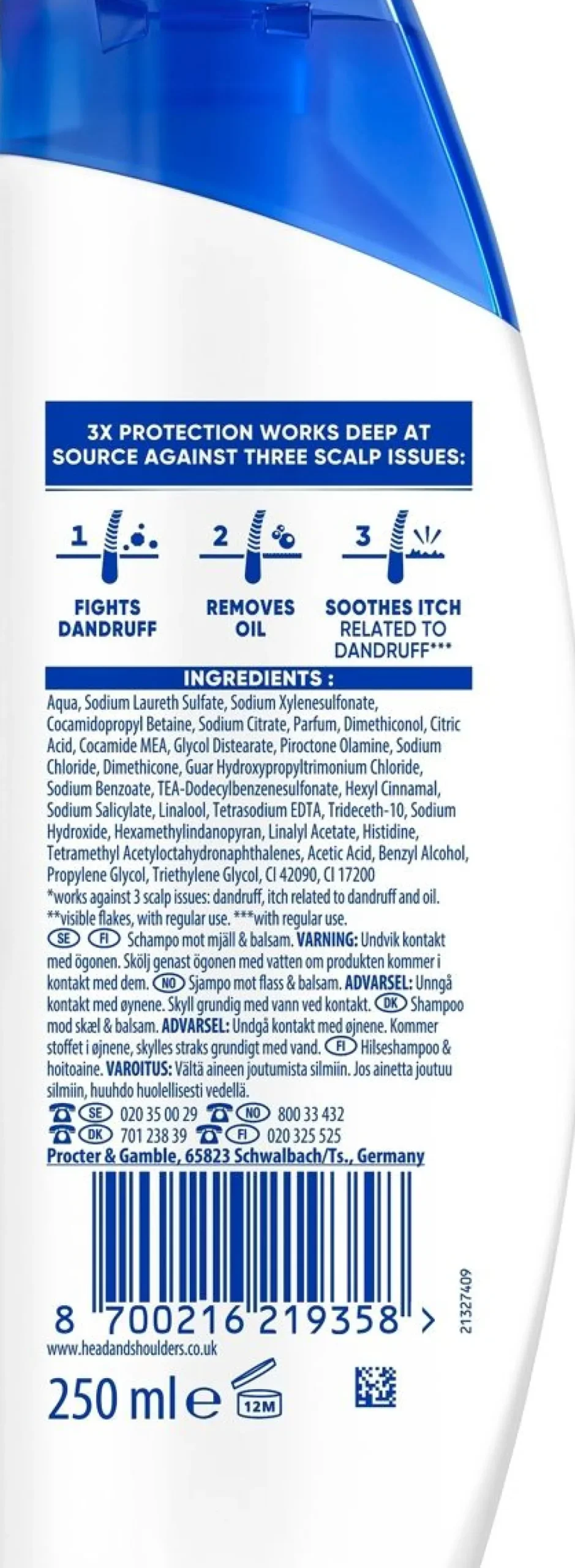 HEAD&SHOULDERS CLASSIC CLEAN SHAMPOO 2IN1 250 ML