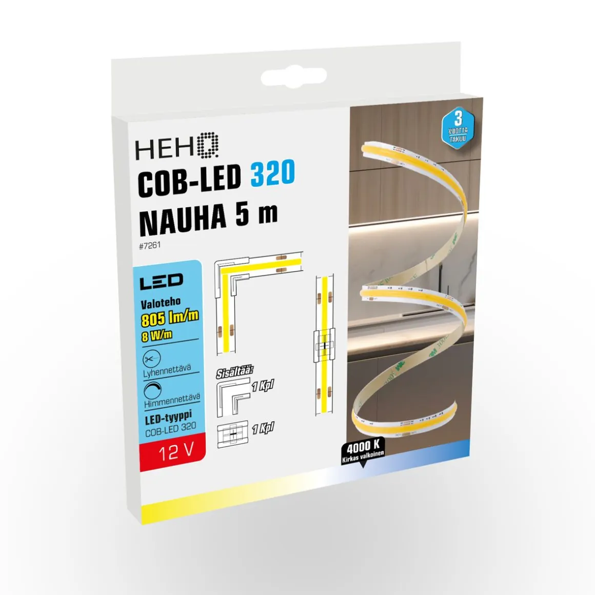 HEHQ COB-LED 320 NAUHA 5 M 12V 4000K 805LM/M