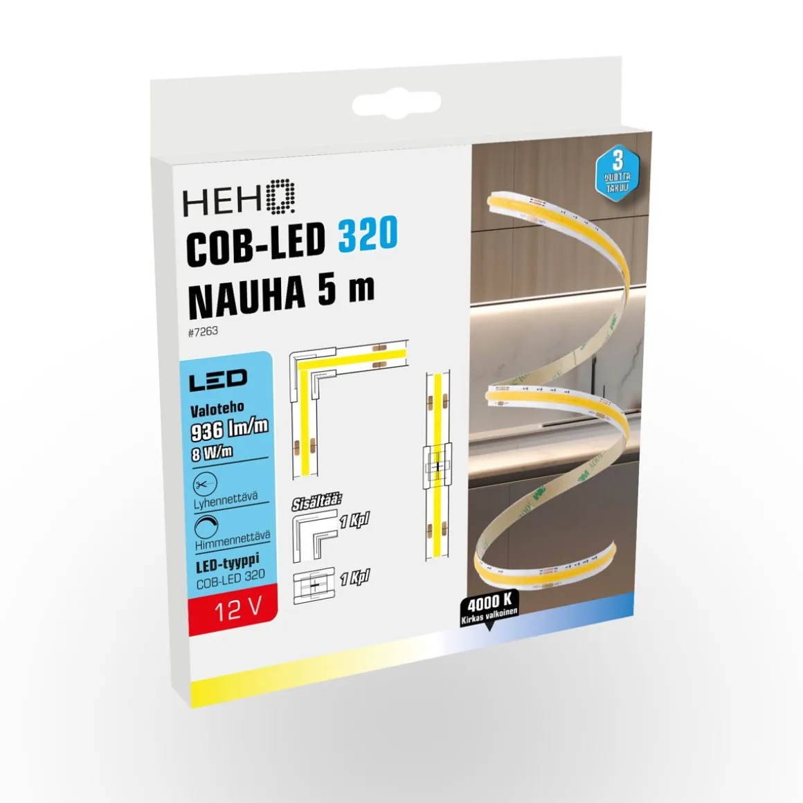 HEHQ COB-LED 320 NAUHA 5 M 12V 4000K 936LM/M