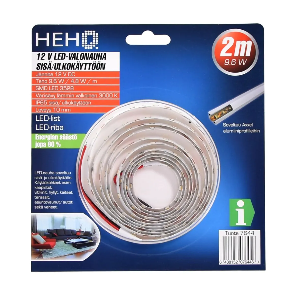 HEHQ LED NAUHA 2M 4.8W 3000K 12V DC