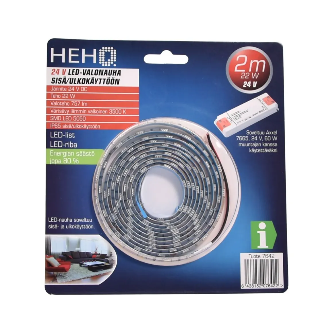 HEHQ LED NAUHA 2M 22W 4000K 24V DC