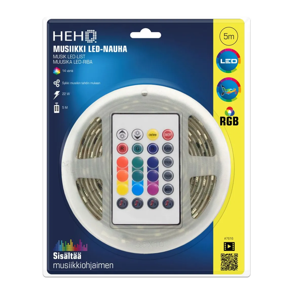 HEHQ LED VALONAUHA 5M RGB MUSIC 12V 22W