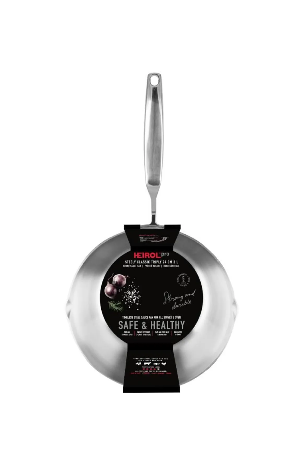 HEIROL PRO KASARI PYÖREÄ 24 CM 3 L STEELY CLASSIC TRIPLY