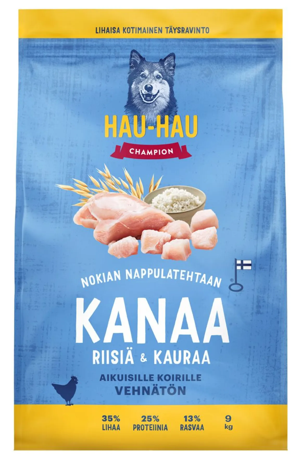 HHC TÄYSRAVINTO ADULT KANA-RIISI-KAURA VEHNÄTÖN 9 KG