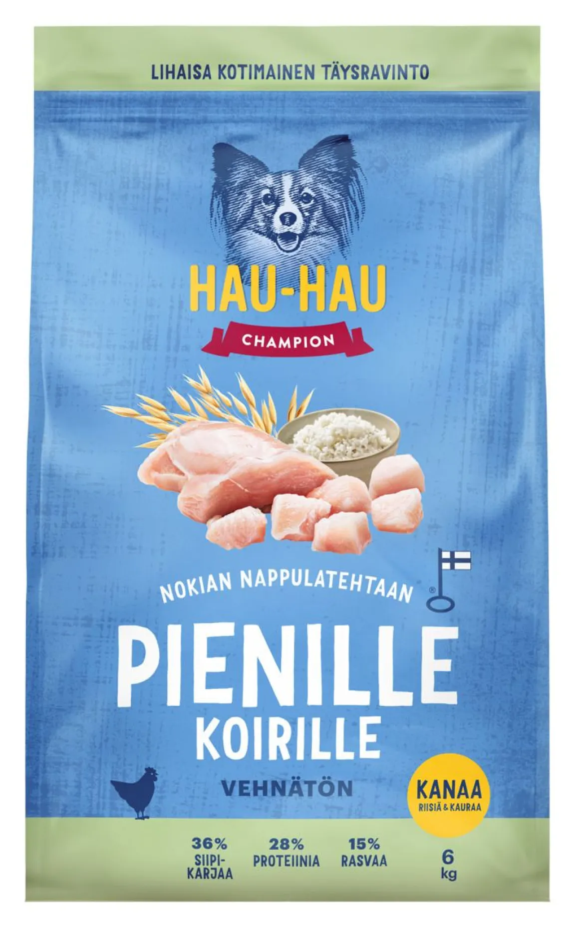 HHC TÄYSRAVINTO ADULT PIENET RODUT KANA-RIISI-KAURA VEHNÄTÖN 6 KG