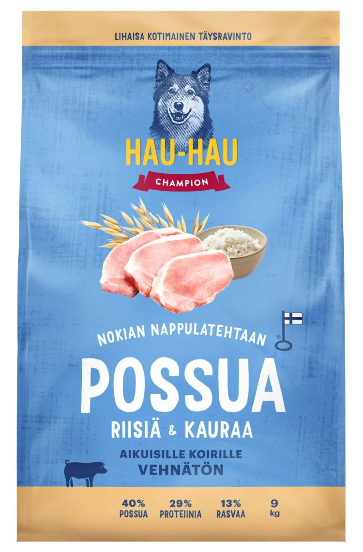 HHC TÄYSRAVINTO ADULT POSSU-RIISI-KAURA VEHNÄTÖN 9 KG