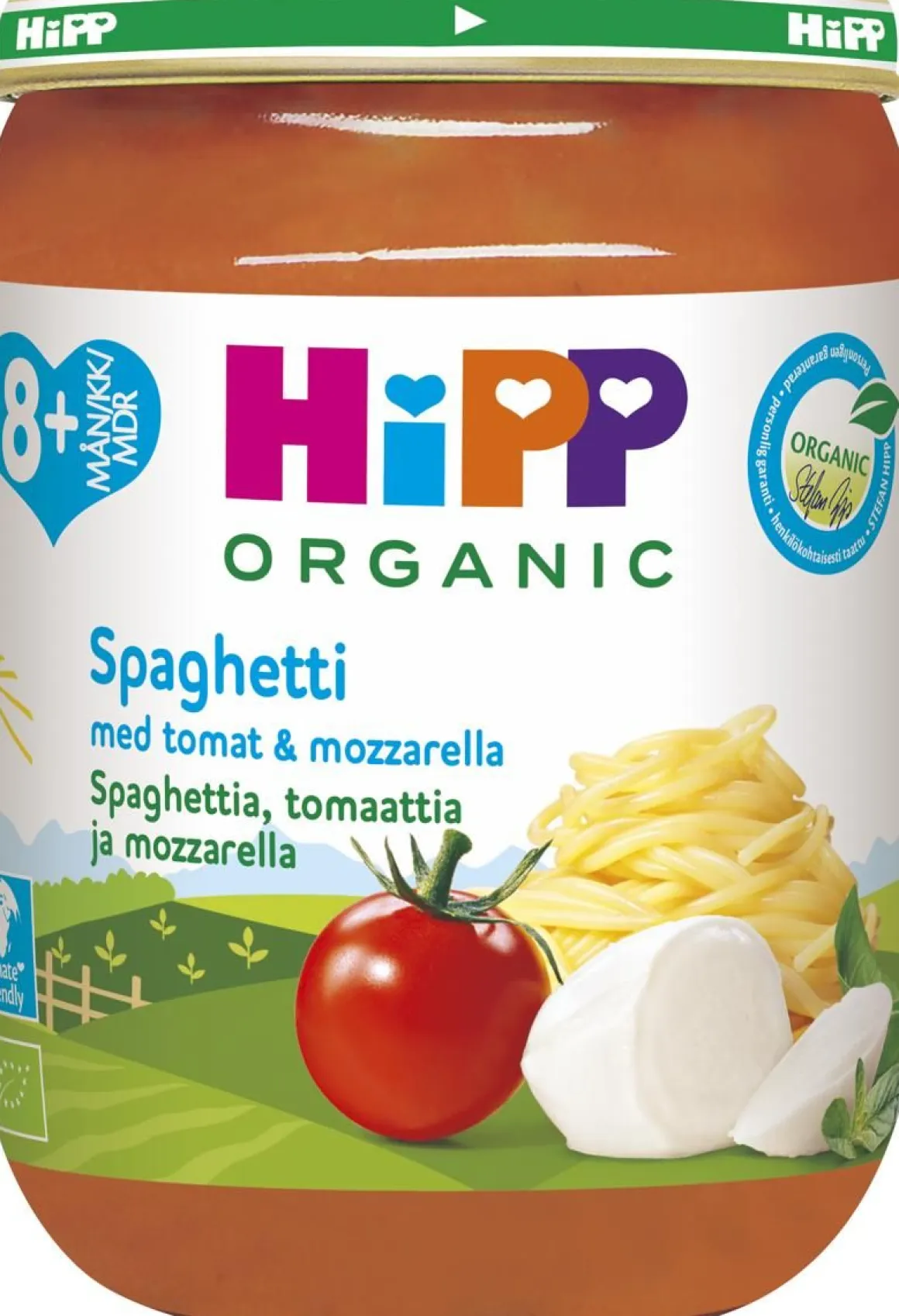 HIPP SPAGETTIA, TOMAATTIA & MOZZARELLAA 8KK LUOM 190 G