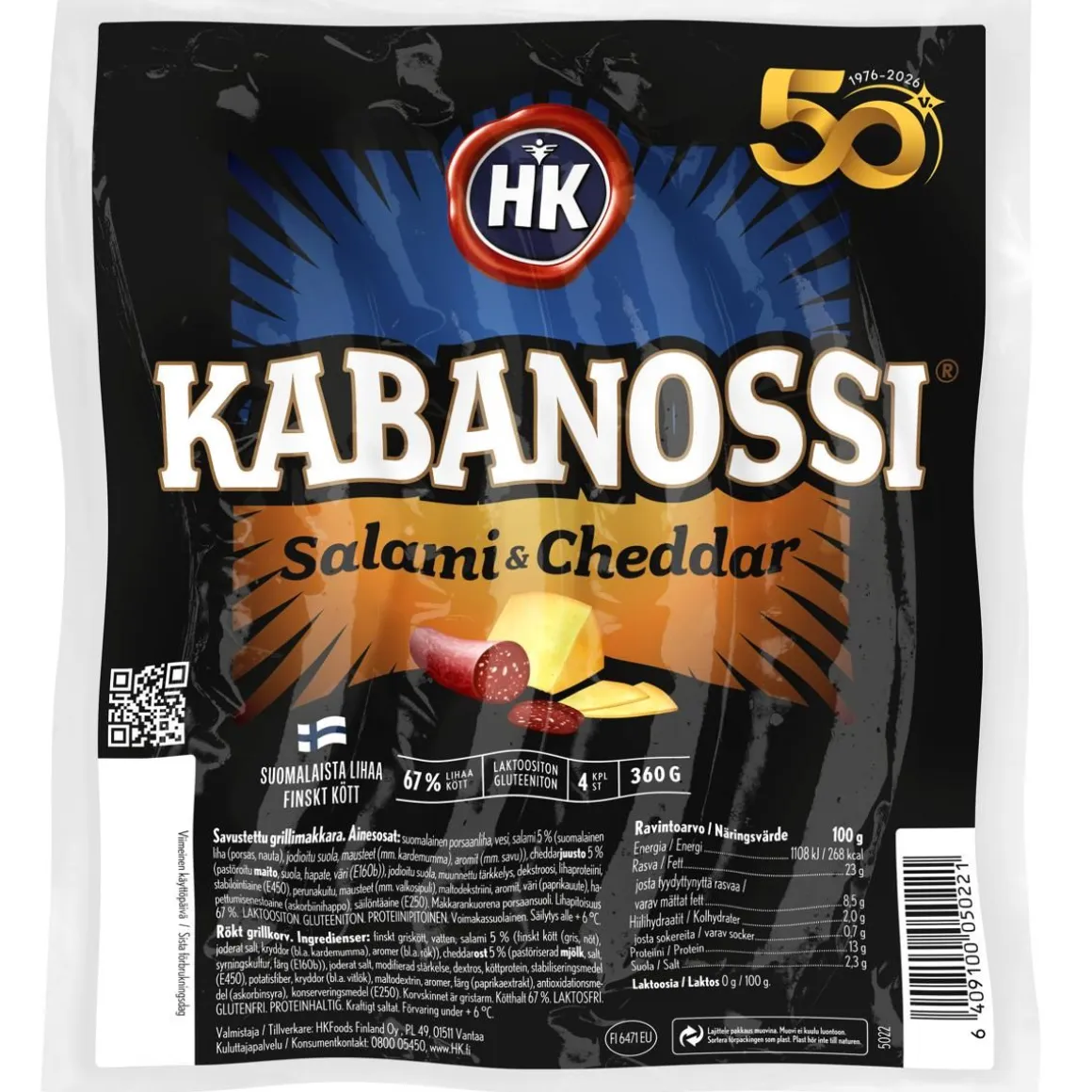 HK KABANOSSI SALAMI-CHEDDAR 360 G