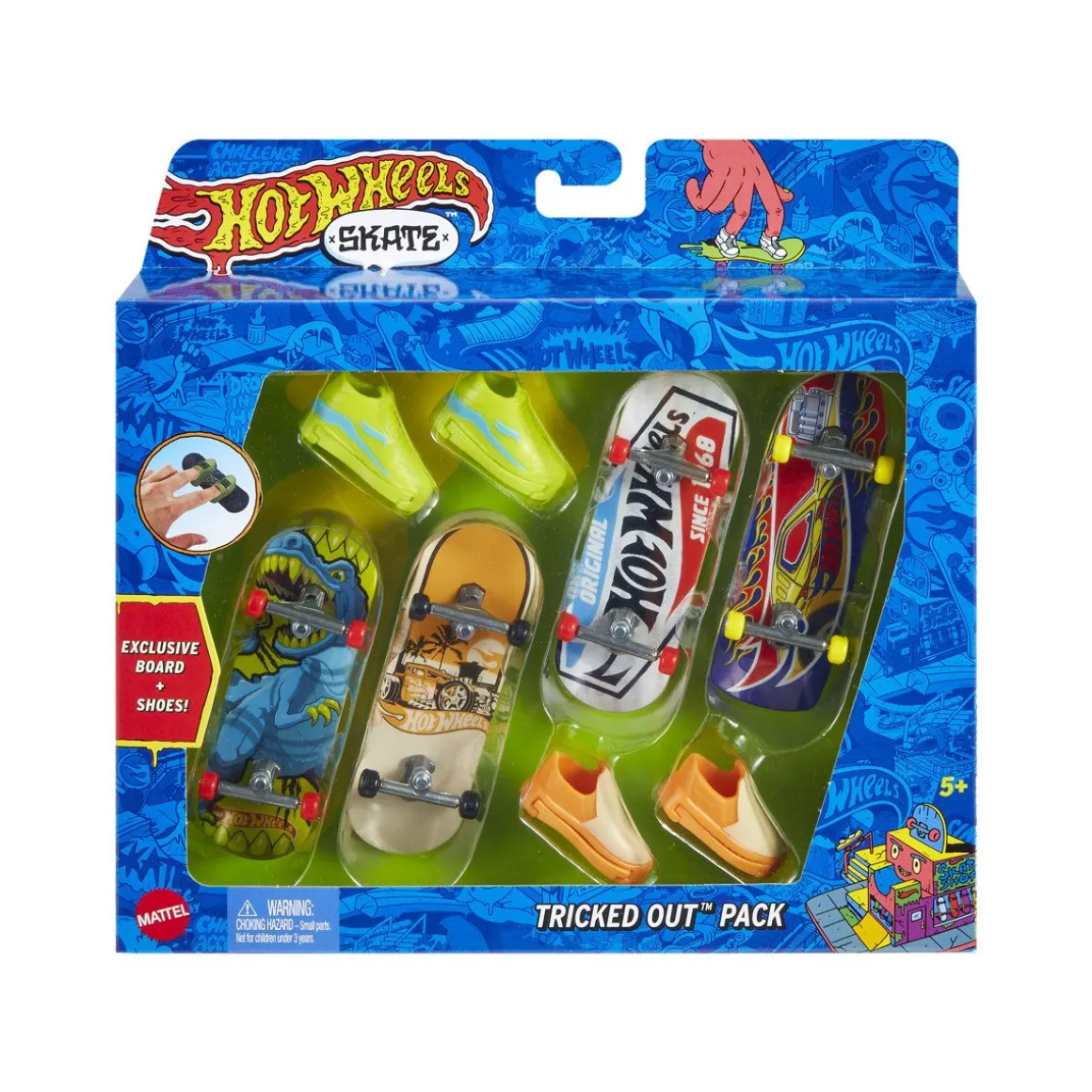 HOT WHEELS SKATE FINGERBOARD & SHOE 4 PACK