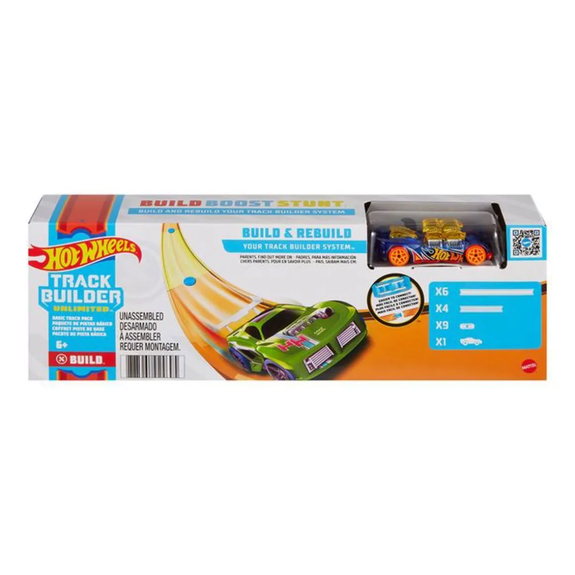 HOT WHEELS TRACK BUILDER BASIC TRACK W. CAR PACK GVG13