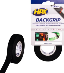 HPX BACKGRIP KIINNITYSNAUHA 16MMX5M MUSTA