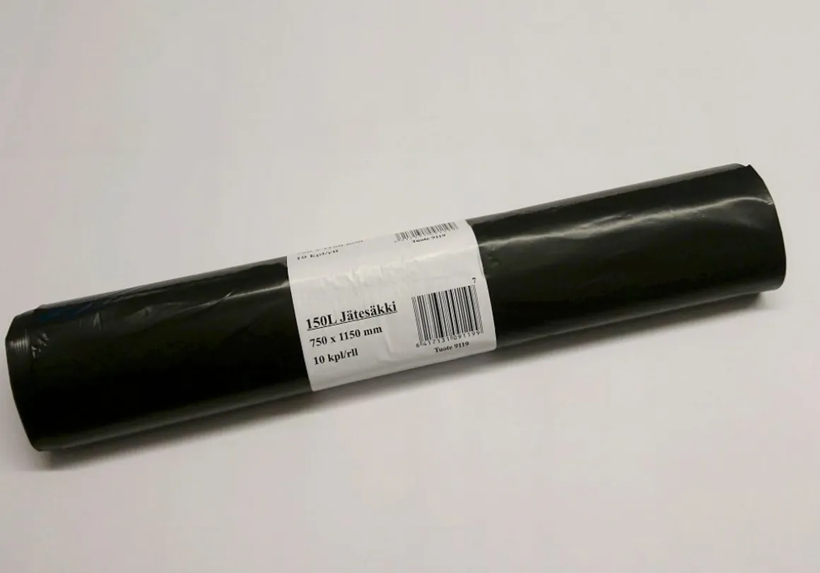 JÄTESÄKKI MUSTA 150 L, 750 X 1150 MM 10 KPL