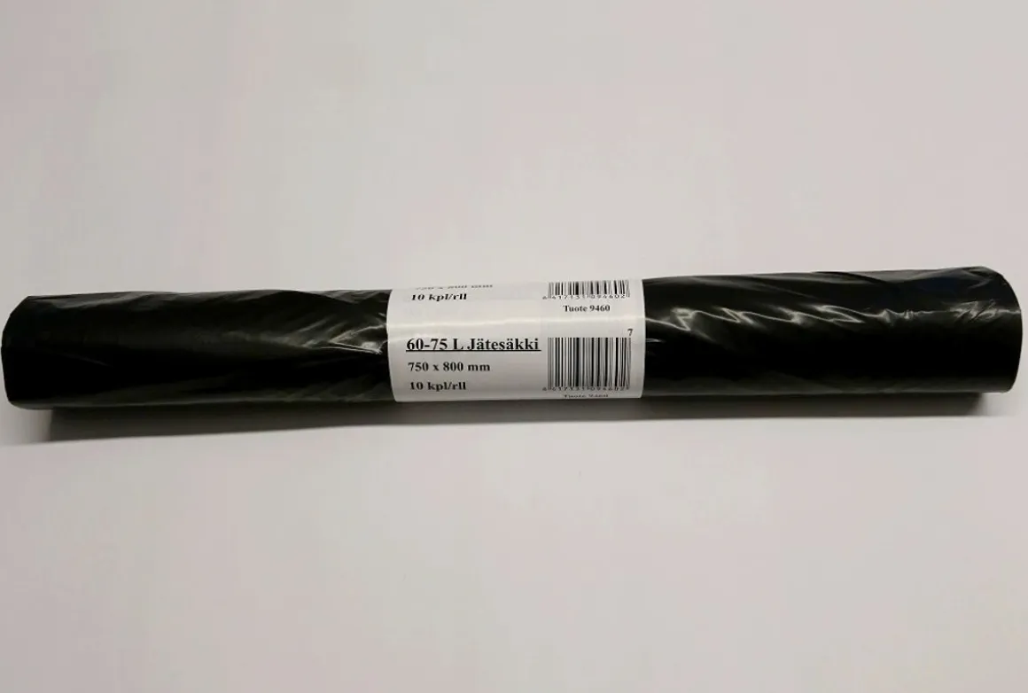 JÄTESÄKKI MUSTA 60 L, 750 X 800 MM 10 KPL