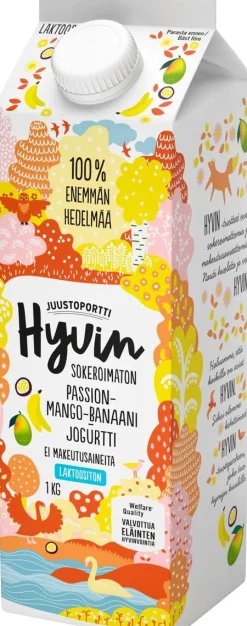 JUUSTOPORTTI HYVIN SOKEROIMATON JOGURTTI PASSION-MANGO-BAN LAKT