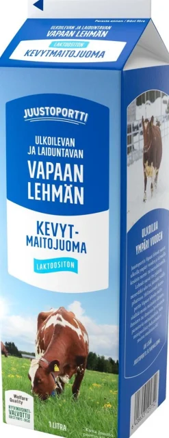 JUUSTOPORTTI VAPAAN LEHMÄN LAKTON KEVYTMAITOJUOMA 1L