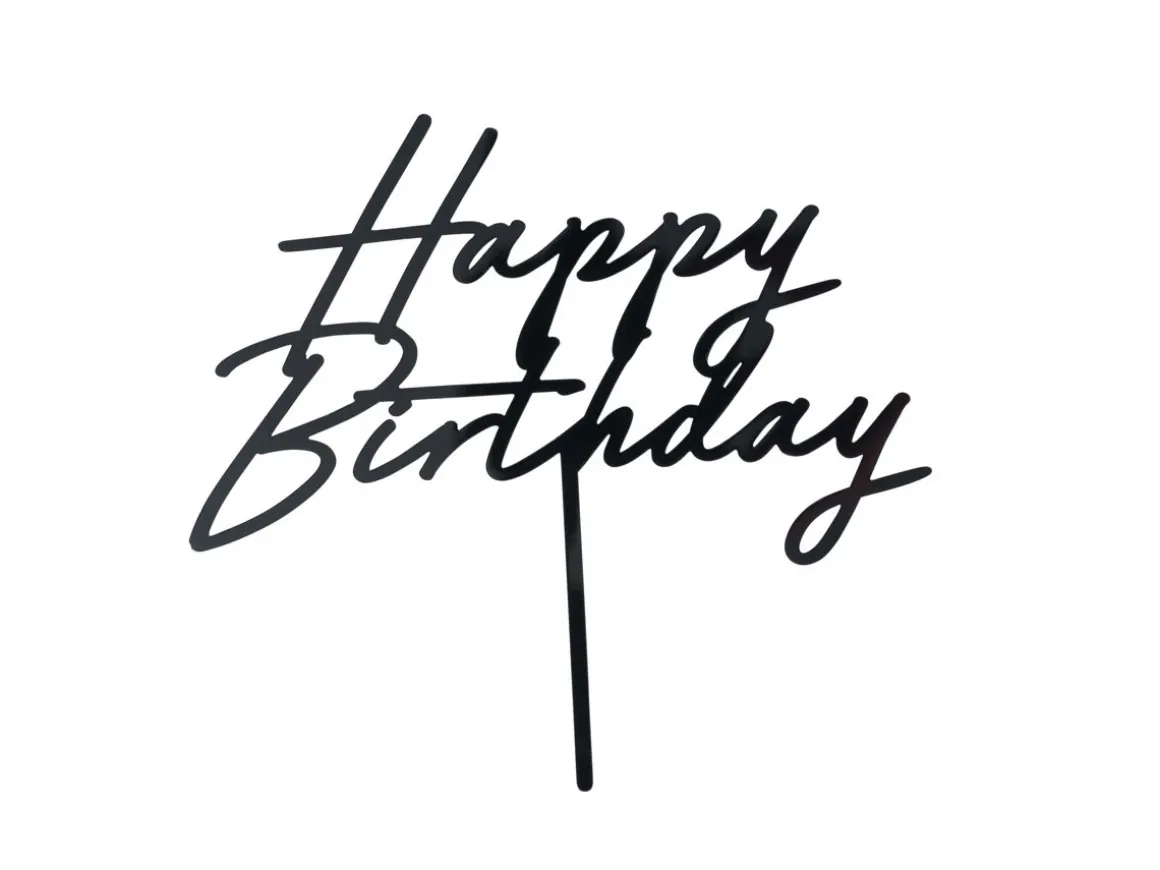 KAKUNKORISTE MUSTA HAPPY BIRTHDAY AKRYYLIA, KOKO NOIN 16,5 X 18