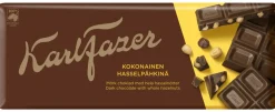 KARL FAZER TUMMA SUKLAA JA KOKONAISET HASSELPÄHKINÄT SUKLAALEVY 200 G