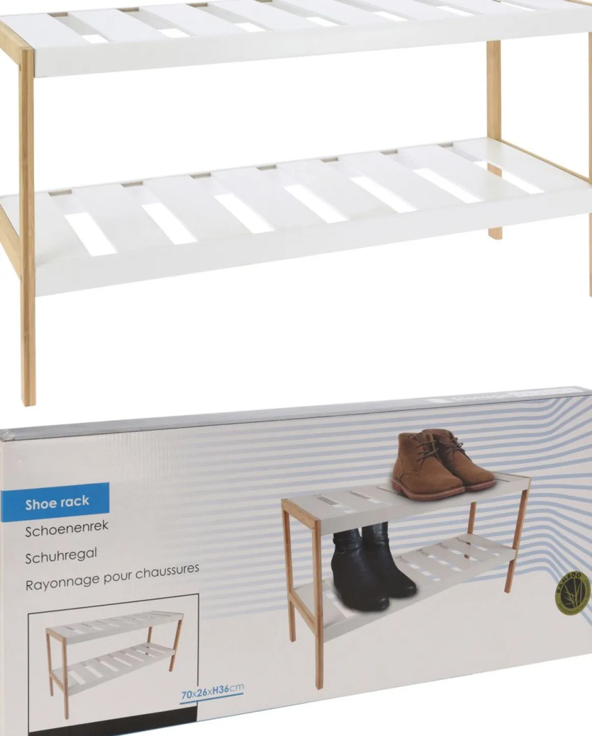 KENKÄTELINE BAMBU 2 TASOA 70X26X36 CM