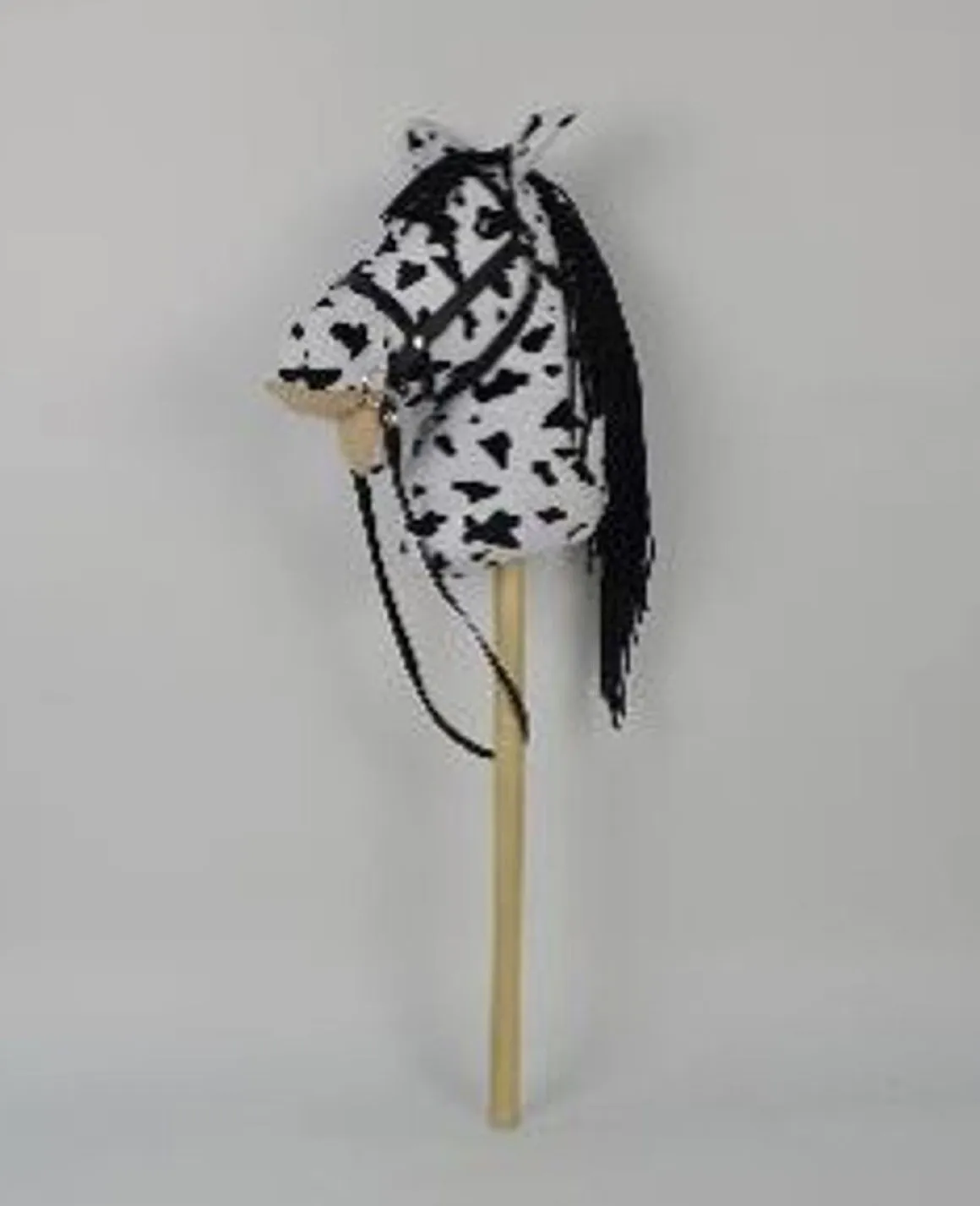 KEPPIHEVONEN 75 CM VALKOINEN MUSTILLA PILKUILLA