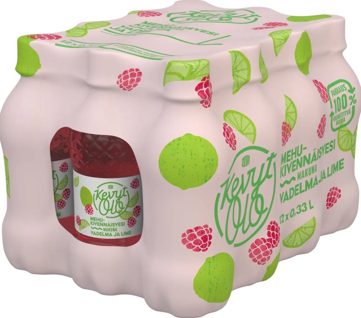 KEVYTOLO MEHUKIVENNÄISVESI VADELMA-LIME 0,33 KMP 12-PACK 3,96