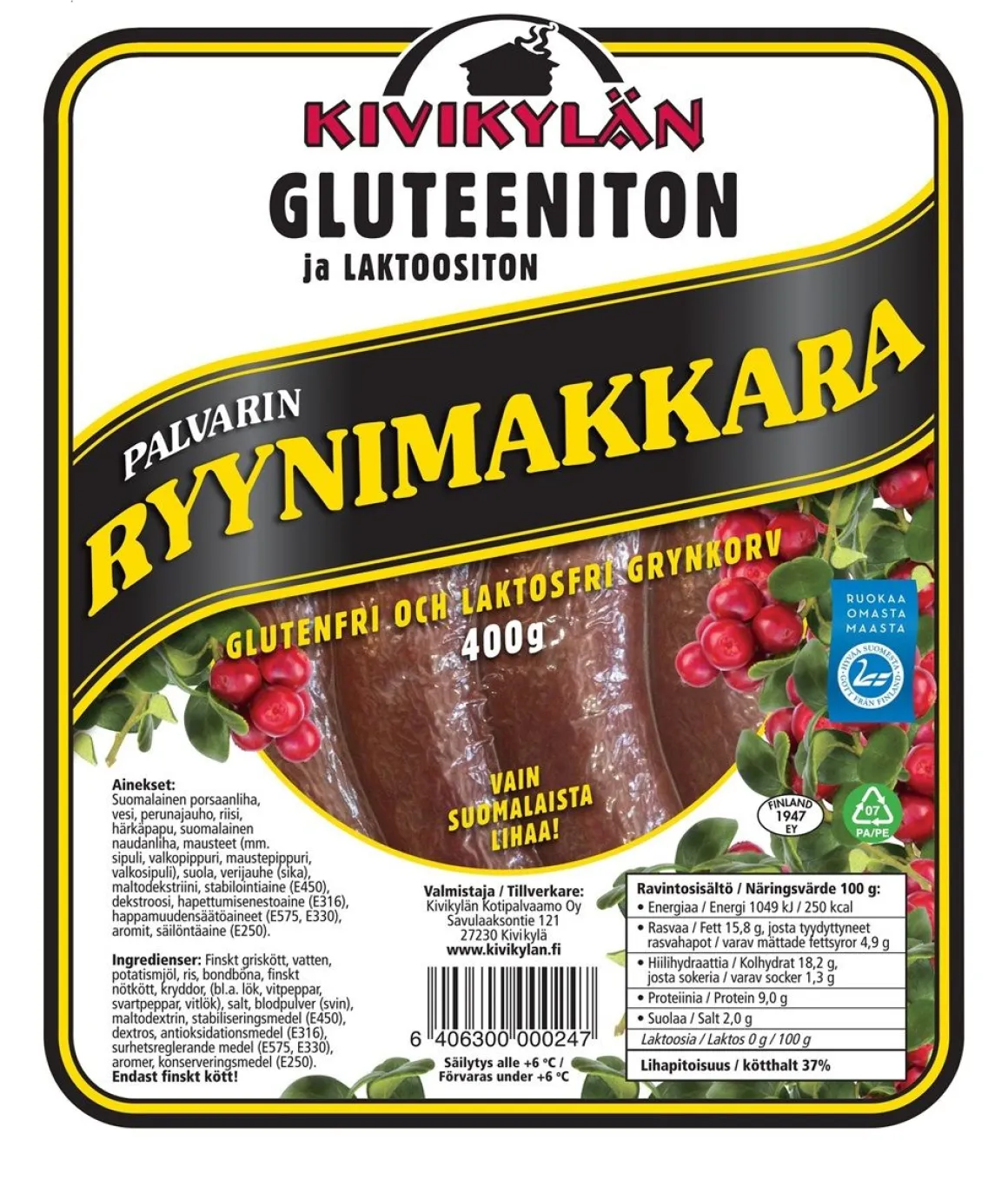 KIVIKYLÄN PALVARIN RYYNIMAKKARA GTON 400 G