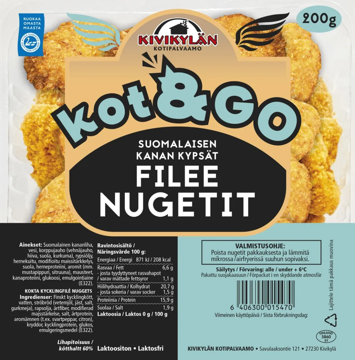 KIVIKYLÄN KOT&GO KANANUGETIT FILEESTÄ 200 G