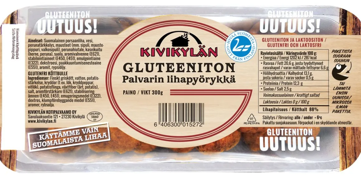 KIVIKYLÄN PALVARIN LIHAPYÖRYKKÄ GLUTEENITON 300 G